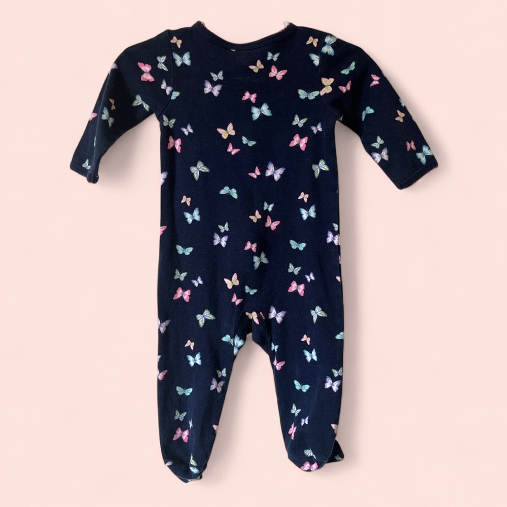 9M Carter’s Infant Baby Girl Butterfly Long Sleeve Coverall Footed Pajamas - Picture 2 of 11